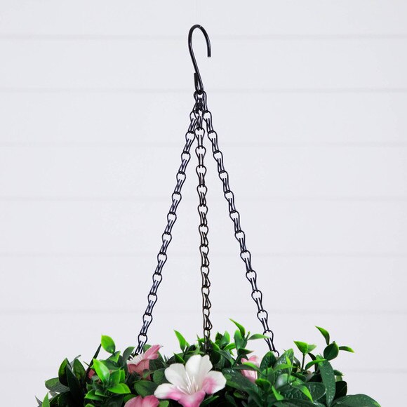 34-in UV Resistant Artificial Azalea Hanging Basket Indoor/Outdoor - SKU #P2203 - 4