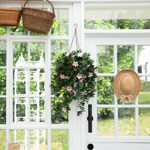 34-in UV Resistant Artificial Azalea Hanging Basket Indoor/Outdoor - SKU #P2203 - 6