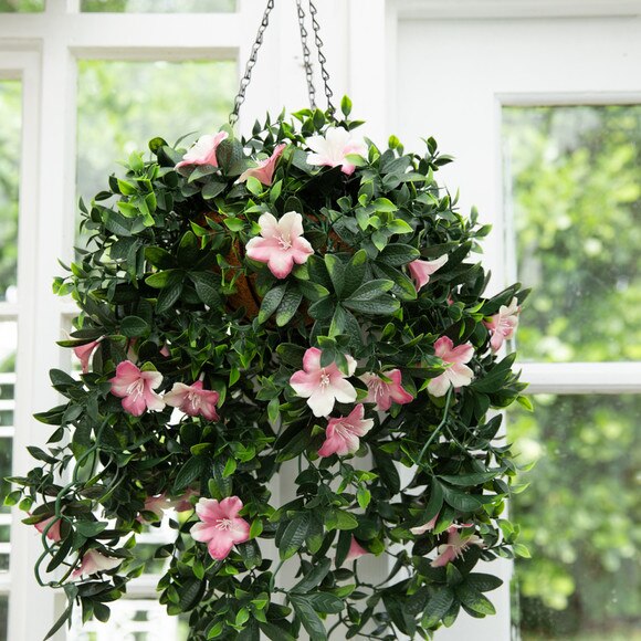 34-in UV Resistant Artificial Azalea Hanging Basket Indoor/Outdoor - SKU #P2203 - 7