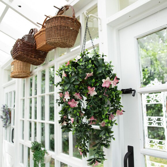 34-in UV Resistant Artificial Azalea Hanging Basket Indoor/Outdoor - SKU #P2203 - 8