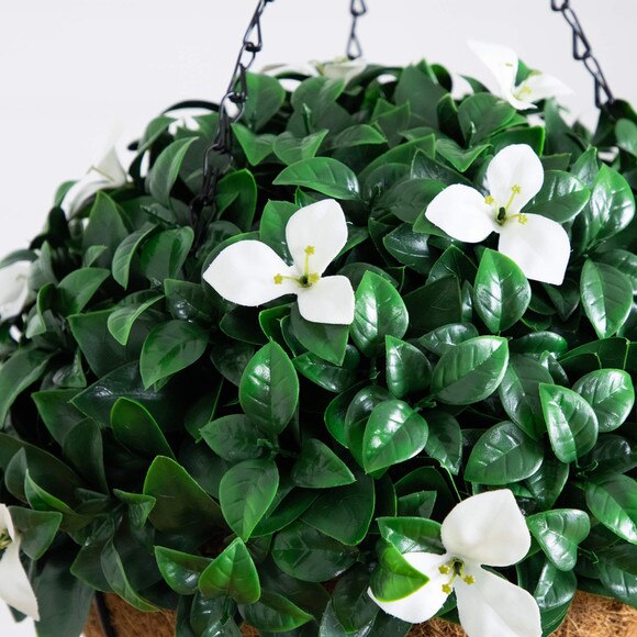 18-in UV Resistant Artificial Gardenia Hanging Basket Indoor/Outdoor - SKU #P2204 - 2