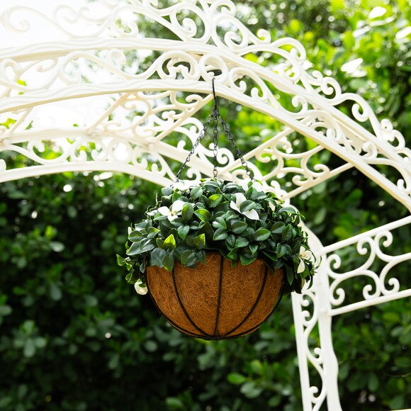 18-in UV Resistant Artificial Gardenia Hanging Basket Indoor/Outdoor - SKU #P2204 - 6
