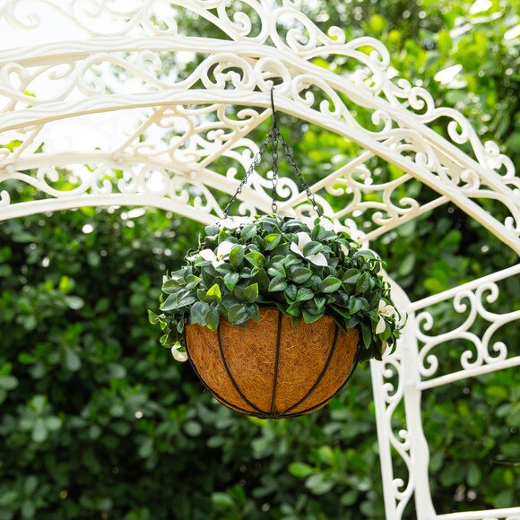18-in UV Resistant Artificial Gardenia Hanging Basket Indoor/Outdoor - SKU #P2204 - 7