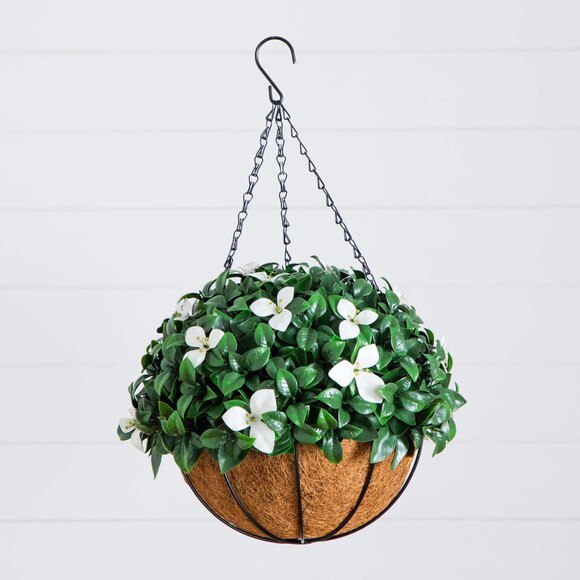 18-in UV Resistant Artificial Gardenia Hanging Basket Indoor/Outdoor - SKU #P2204 - 9