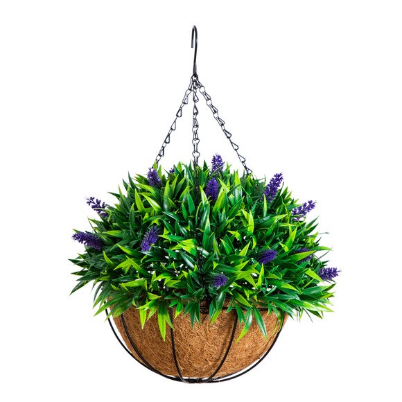 18-in UV Resistant Artificial Lavender Hanging Basket Indoor/Outdoor - SKU #P2205