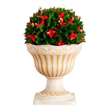 22-in UV Resistant Artificial Red Tip Photinia Christmas Ball in Classic Decorative Planter Indoor/Outdoor - SKU #P2208