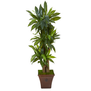 57 Corn Stalk Dracaena Artificial Plant in Brown Planter Real Touch - SKU #T1045