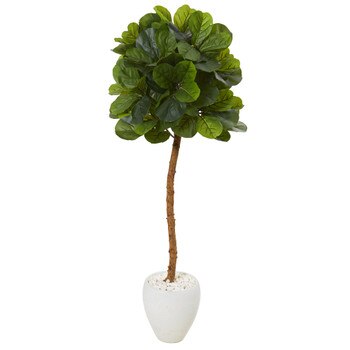 5 Fiddle Leaf Artificial Tree in White Planter Real Touch - SKU #T1123
