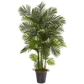 75 Areca Palm Artificial Tree in Decorative Metal Pail with Rope - SKU #T1274