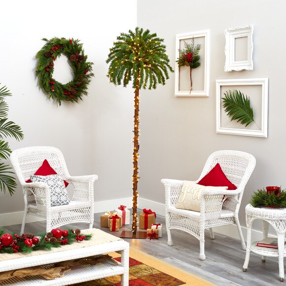 7 Christmas Palm Artificial Tree with 300 White Warm LED Lights - SKU #T1453 - 4