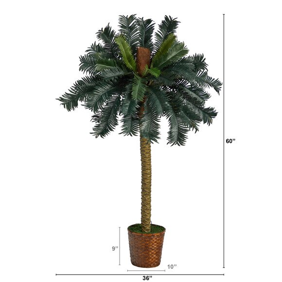 5 Sago Palm Artificial Tree in Basket - SKU #T1534 - 1