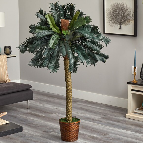 5 Sago Palm Artificial Tree in Basket - SKU #T1534 - 2