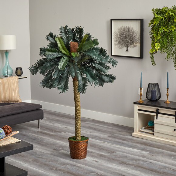 5 Sago Palm Artificial Tree in Basket - SKU #T1534 - 3