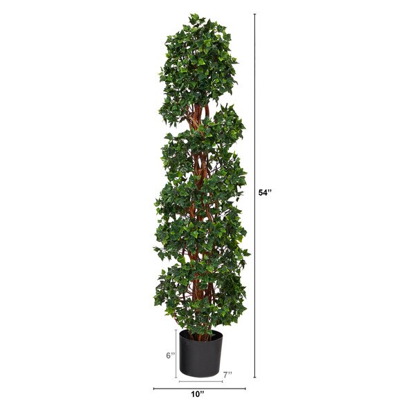 4.5 English Ivy Spiral Topiary Artificial Tree with Natural Trunk UV Resistant Indoor/Outdoor - SKU #T1554 - 1