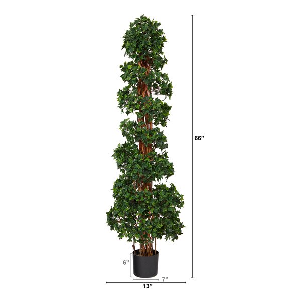 5.5 English Ivy Topiary Spiral Artificial Tree UV Resistant Indoor/Outdoor - SKU #T1555 - 1