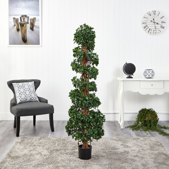 5.5 English Ivy Topiary Spiral Artificial Tree UV Resistant Indoor/Outdoor - SKU #T1555 - 2