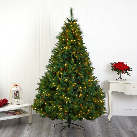 7 West Virginia Full Bodied Mixed Pine Artificial Christmas Tree with 450 Clear LED Lights and Pine Cones - SKU #T1683 - 4