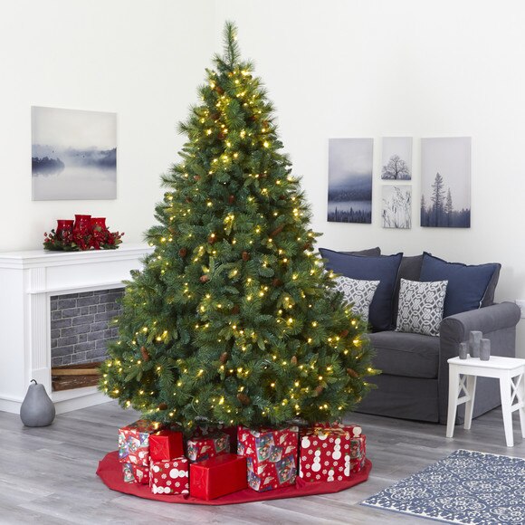 7 West Virginia Full Bodied Mixed Pine Artificial Christmas Tree with 450 Clear LED Lights and Pine Cones - SKU #T1683 - 5
