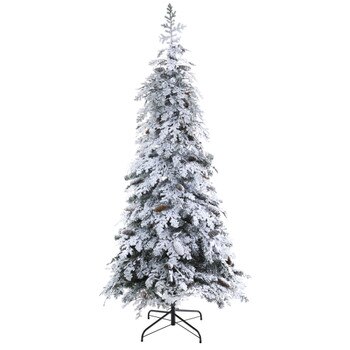 7 Flocked Montana Down Swept Spruce Artificial Christmas Tree with Pinecones and 400 LED Lights - SKU #T1795