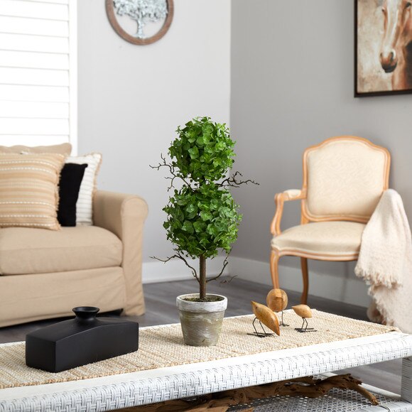 2 Eucalyptus Double Ball Topiary Artificial Tree - SKU #T2033 - 3