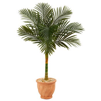 4.5 Golden Cane Artificial Palm Tree in Terra-Cotta Planter - SKU #T2184