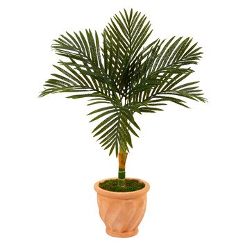 3.5 Golden Cane Artificial Palm Tree in Terra-Cotta Planter - SKU #T2188