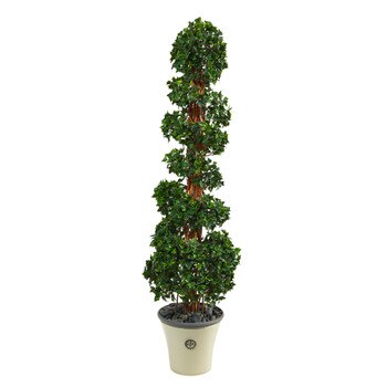 68 English Ivy Topiary Spiral Artificial Tree in Decorative Planter UV Resistant Indoor/Outdoor - SKU #T2204