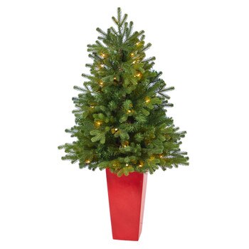 3.5 Washington Fir Artificial Christmas Tree with 50 Clear Lights in Tower Planter - SKU #T2303