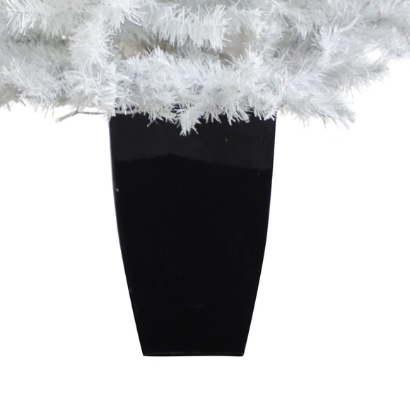 50 White Artificial Christmas Tree with 100 Clear LED Lights in Black Metal Planter - SKU #T2309 - 5