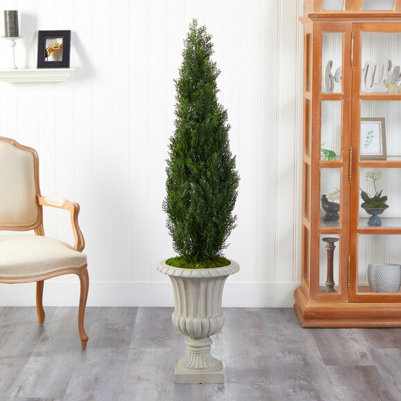 5 Cedar Artificial Tree in Sand Finished Urn Indoor/Outdoor - SKU #T2472 - 2