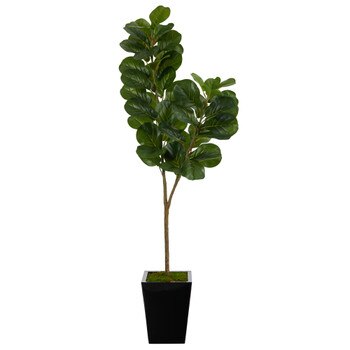 68 Fiddle leaf Fig Artificial Tree in Black Metal Planter - SKU #T2501