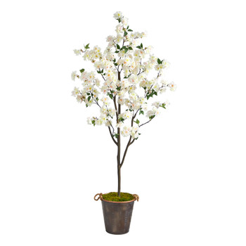 6 Cherry Blossom Artificial Tree in Decorative Metal Pail with Rope - SKU #T2535