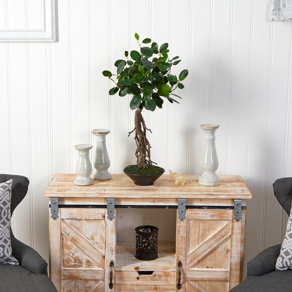 2 Ficus Bonsai Artificial Tree in Decorative Planter - SKU #T2793 - 3