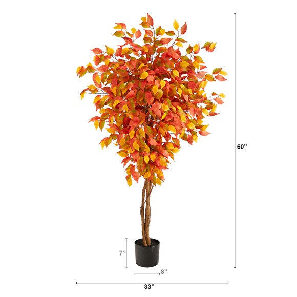 5 Autumn Ficus Artificial Fall Tree - SKU #T2801 - 1