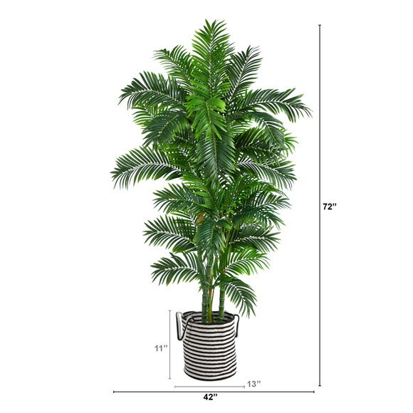 6 Curvy Parlor Artificial Palm Tree in Handmade Black and White Natural Jute and Cotton Planter - SKU #T2896 - 1