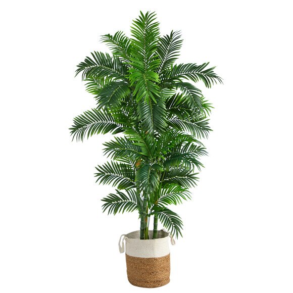6 Curvy Parlor Artificial Palm Tree in Handmade Natural Jute and Cotton Planter - SKU #T2897