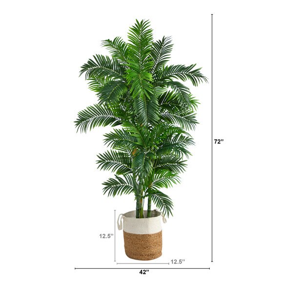 6 Curvy Parlor Artificial Palm Tree in Handmade Natural Jute and Cotton Planter - SKU #T2897 - 1