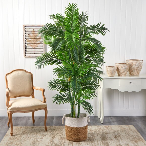 6 Curvy Parlor Artificial Palm Tree in Handmade Natural Jute and Cotton Planter - SKU #T2897 - 2