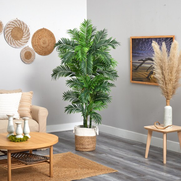 6 Curvy Parlor Artificial Palm Tree in Handmade Natural Jute and Cotton Planter - SKU #T2897 - 3