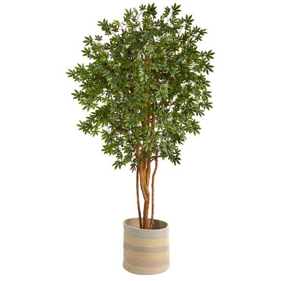 6 Japanese Maple Artificial Tree in Handmade Natural Cotton Multicolored Woven Planter - SKU #T2901