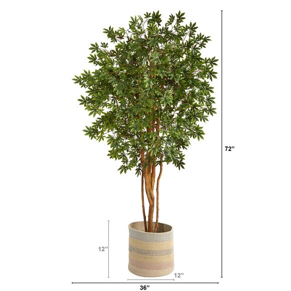 6 Japanese Maple Artificial Tree in Handmade Natural Cotton Multicolored Woven Planter - SKU #T2901 - 1