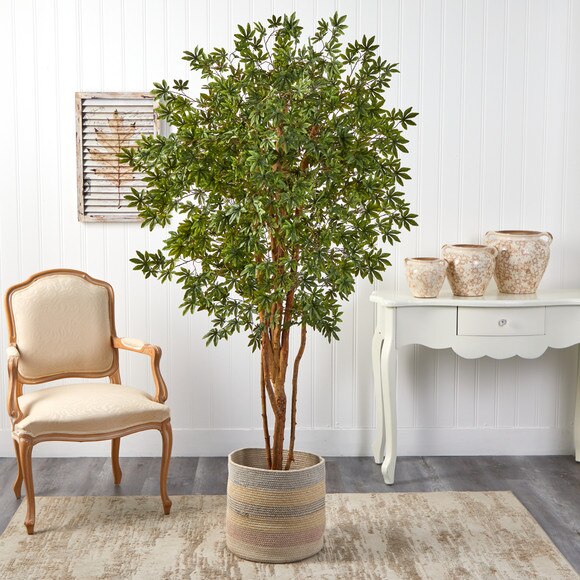6 Japanese Maple Artificial Tree in Handmade Natural Cotton Multicolored Woven Planter - SKU #T2901 - 2