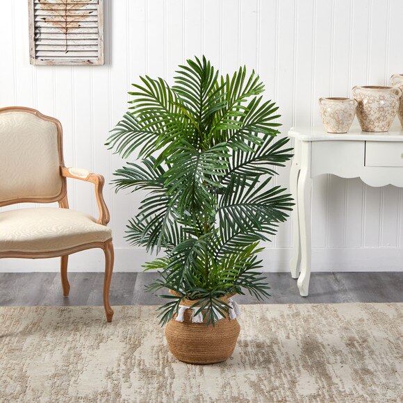 4 Areca Palm Tree in Boho Chic Handmade Natural Cotton Woven Planter with Tassels UV Resistant - SKU #T2907 - 2