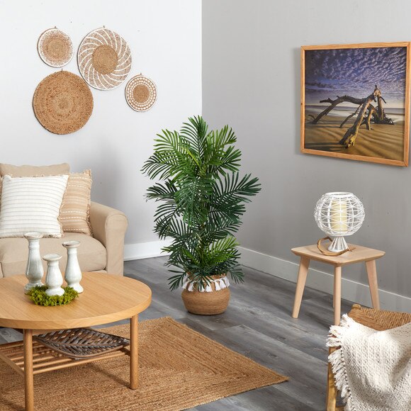 4 Areca Palm Tree in Boho Chic Handmade Natural Cotton Woven Planter with Tassels UV Resistant - SKU #T2907 - 3