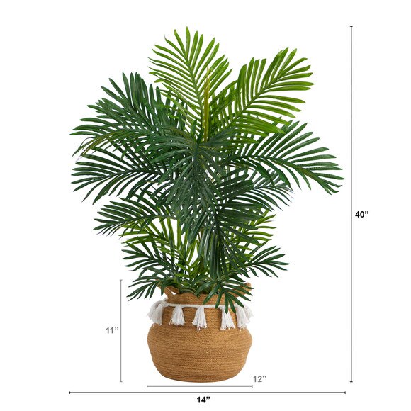 40 Areca Palm Tree in Boho Chic Handmade Natural Cotton Woven Planter with Tassels UV Resistant - SKU #T2949 - 1