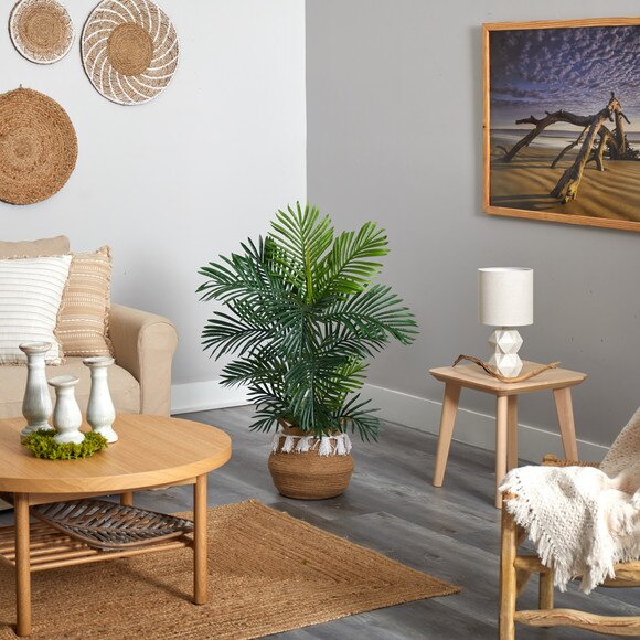 40 Areca Palm Tree in Boho Chic Handmade Natural Cotton Woven Planter with Tassels UV Resistant - SKU #T2949 - 3