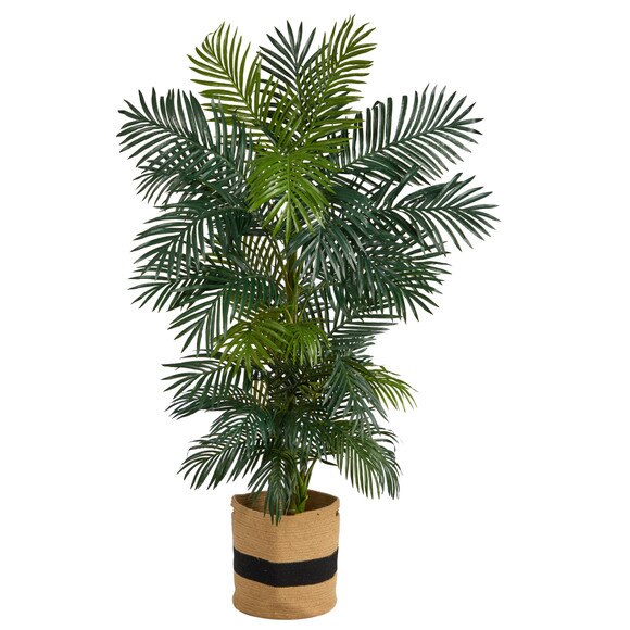 6.5 Golden Cane Artificial Palm Tree in Handmade Natural Cotton Planter - SKU #T2964