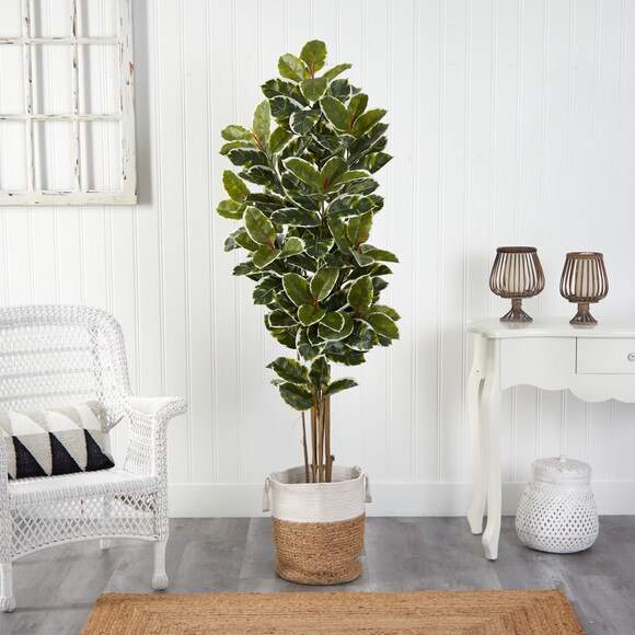 6 Oak Artificial Tree in Handmade Natural Jute and Cotton Planter UV Resistant Indoor/Outdoor - SKU #T2967 - 2