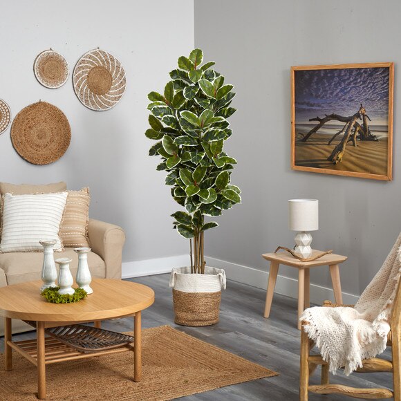 6 Oak Artificial Tree in Handmade Natural Jute and Cotton Planter UV Resistant Indoor/Outdoor - SKU #T2967 - 3