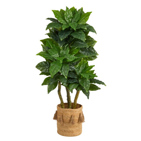 5 Bird Nest Tree in Handmade Natural Jute Planter with Tassels UV Resistant Indoor/Outdoor - SKU #T2993